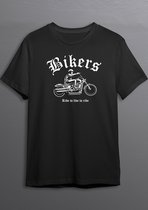 Motorshirt | Bikershirt | Zwart T-shirt | Witte opdruk | S