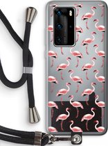 Case Company® - Hoesje met koord geschikt voor Huawei P40 Pro hoesje met Koord - Flamingo - Telefoonhoesje met Zwart Koord - Bescherming aan alle Kanten en Over de Schermrand