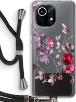 Case Company® - Hoesje met koord geschikt voor Xiaomi Mi 11 hoesje met Koord - Mooie bloemen - Telefoonhoesje met Zwart Koord - Bescherming aan alle Kanten en Over de Schermrand