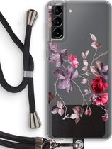 Case Company® - Hoesje met koord geschikt voor Samsung Galaxy S21 Plus hoesje met Koord - Mooie bloemen - Telefoonhoesje met Zwart Koord - Bescherming aan alle Kanten en Over de Schermrand