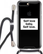 Case Company® - Hoesje met koord geschikt voor iPhone 8 Plus hoesje met Koord - Self love - Telefoonhoesje met Zwart Koord - Extra Bescherming aan alle Kanten en Over de Schermrand