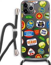 Case Company® - Hoesje met koord geschikt voor iPhone 11 Pro hoesje met Koord - Fruitsticker - Telefoonhoesje met Zwart Koord - Extra Bescherming aan alle Kanten en Over de Schermrand