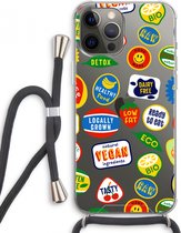 Case Company® - Coque pour iPhone 12 Pro Max avec cordon - Autocollant de fruits - Coque de téléphone avec cordon Zwart - Protection Extra sur tous les côtés et sur le bord de l'écran
