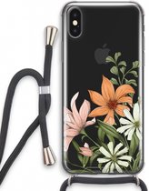 Case Company® - Hoesje met koord geschikt voor iPhone XS hoesje met Koord - Floral bouquet - Telefoonhoesje met Zwart Koord - Extra Bescherming aan alle Kanten en Over de Schermrand