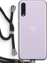 Case Company® - Hoesje met koord geschikt voor Samsung Galaxy A50 hoesje met Koord - Klein hartje paars - Telefoonhoesje met Zwart Koord - Bescherming aan alle Kanten en Over de Schermrand
