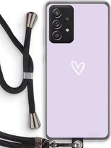 Case Company® - Hoesje met koord geschikt voor Samsung Galaxy A52s 5G hoesje met Koord - Klein hartje paars - Telefoonhoesje met Zwart Koord - Bescherming aan alle Kanten en Over de Schermrand