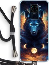 Case Company® - Hoesje met koord geschikt voor Xiaomi Redmi Note 9 hoesje met Koord - Wolf Dreamcatcher - Telefoonhoesje met Zwart Koord - Bescherming aan alle Kanten en Over de Schermrand