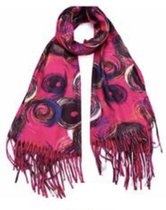 Sjaal rondjes-effen herfst/winter 180/70cm roze