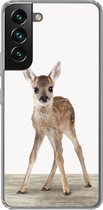 Geschikt voor Samsung Galaxy S22 hoesje - Hert - Baby hert - Dieren - Meisjes - Jongens - Kinderen - Siliconen Telefoonhoesje