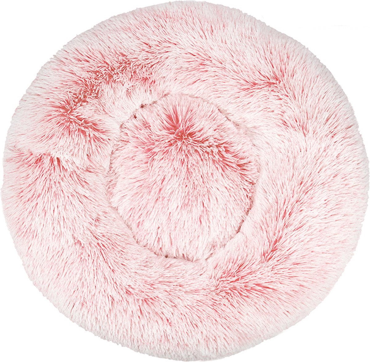 KUSSIES® Kussen 50 Cm Met Wasbare Hoes - Peach Roze Wit Gradient - Hondenkussen Kattenkussen - Donut Ronde Kattenmand Kat Hond Bont Witte Oudroze