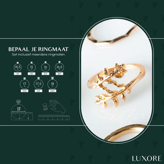 Luxore Ringenset met 56 Stuks Gouden Ringen – Goudkleurige Sieraden Set - Dames & Vrouwen - Geschenkset & Cadeautje - Luxore
