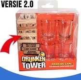 Allernieuwste SET 3-en-1 Drinking Game Stacking Tower Jenga Drunken Tower Falling Tower - NUMBER Tipsy Tower Party Game incl 4 verres à liqueur - Drinking Game 2.0 - Bois