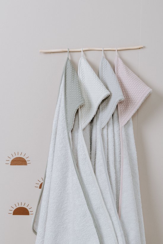 Baby's Only Baby badcape - Omslagdoek - Handdoek met capuchon Sky - Oud Roze - 75x85 cm - Badstof van Baby's Only — afbeelding 3