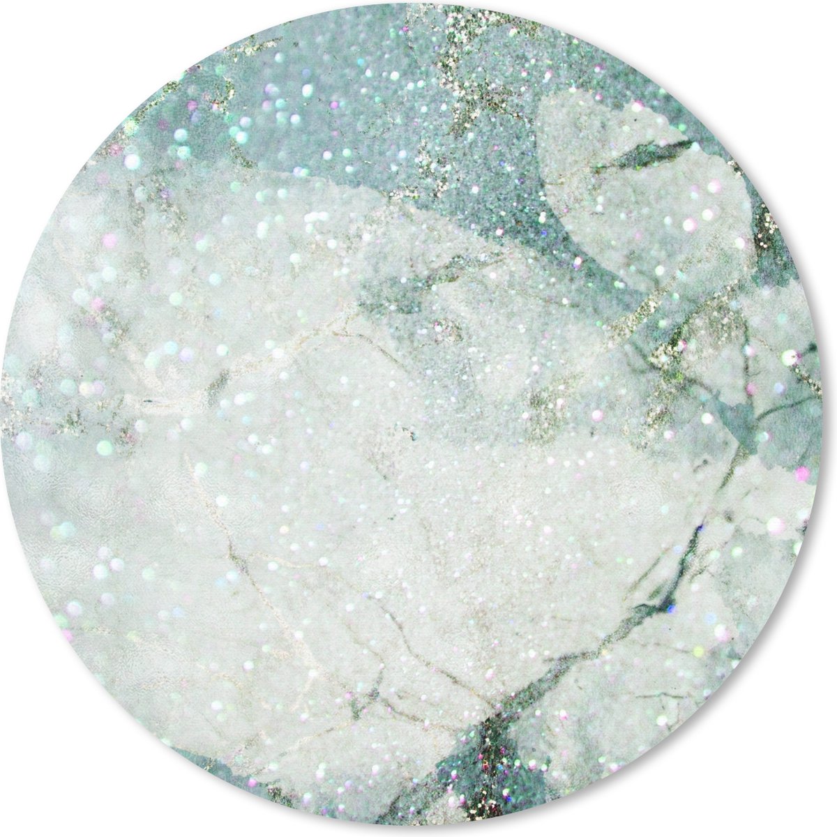 Muismat rond 20x20 cm - Mousepad Marmer - Glitter - Groen - Ronde muismatten
