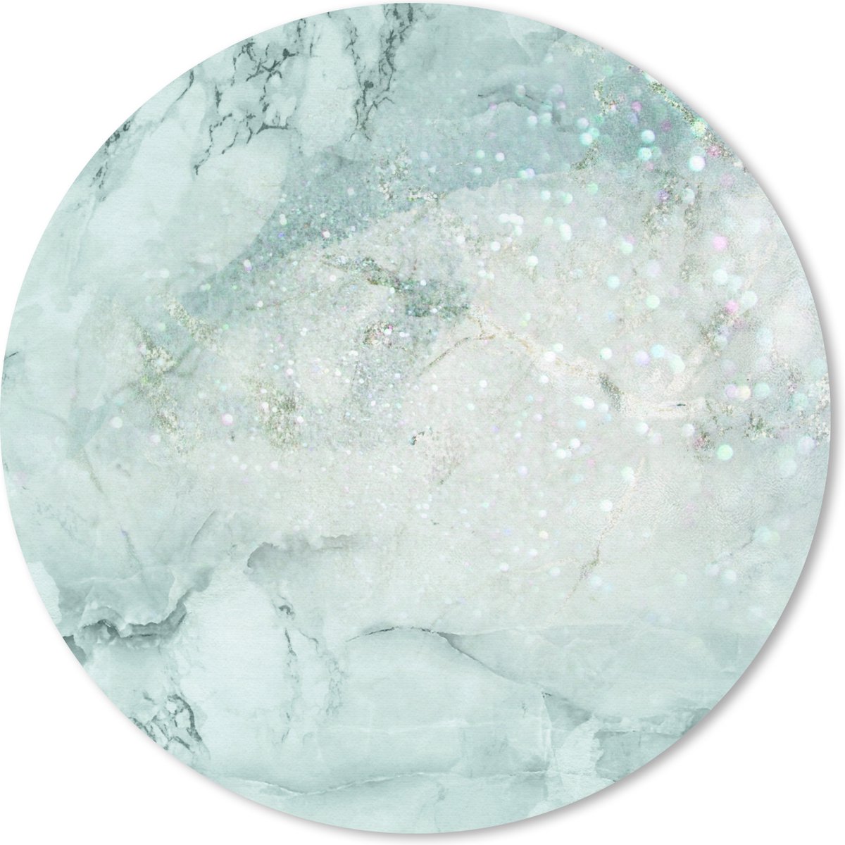 Muismat rond 50x50 cm - Mousepad Marmer - Glitter - Turquoise - Ronde muismatten