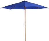 Outsunny Houten parasol 300 x 250 cm marktparasol tuinparasol ronde parasol blauw 840-114