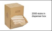 BIO Roerstaafjes 2000 stuks hout in dispenser box - Roer staafjes koffie melk suiker hout festival thema feest verjaardag werk lepel