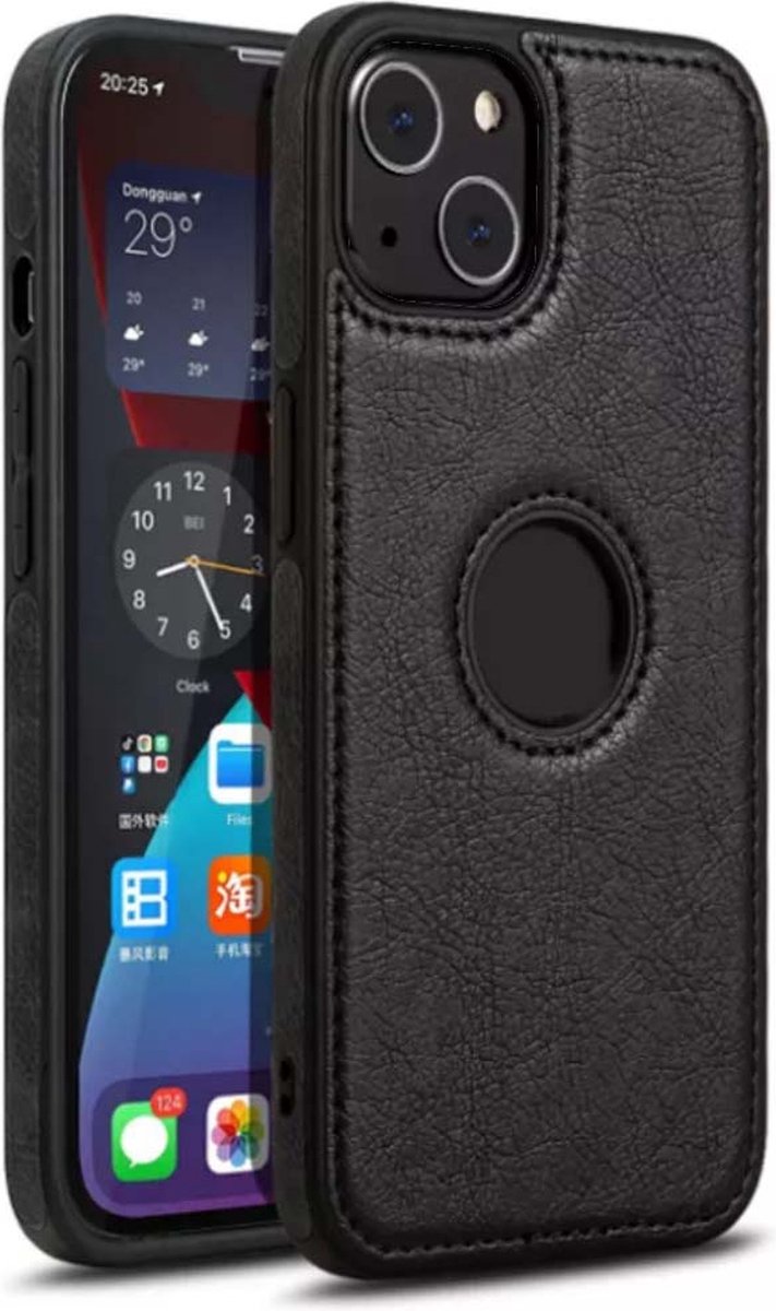 Smartphonica iPhone 13 Mini leren hoesje - Zwart geschikt voor iPhone 13 Mini