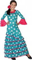 Blauwe Flamenco kleed voor meiden 128 (7-9 jaar)