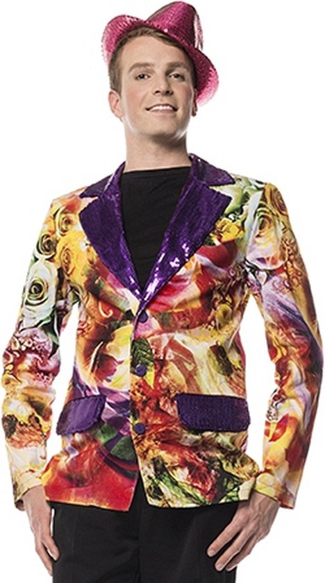passagier Stun details Feest blazer met gekleurde print en paarse pailletten 48 (s) | bol.com