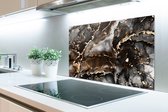 Spatscherm Keuken - Kookplaat Achterwand - Spatwand Fornuis - 80x55 cm - Marmer print - Goud - Glitter - Luxe - Aluminium - Wanddecoratie - Muurbeschermer - Hittebestendig