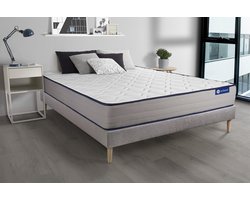 Complete boxspring met matras tweepersoons- Actisom Actilatex form grijs - Latex en traagschuim - 160 x 210 cm