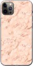 Geschikt voor iPhone 12 Pro Max hoesje - Marmer print - Roségold - Patronen - Luxe - Siliconen Telefoonhoesje