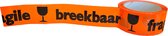 Kortpack - Waarschuwingstape 50mm breed x 66mtr lang - Fluor Oranje - Opdruk: Breekbaar / Fragile - 6 rollen - Waarschuwingsplakband - (020.0000)