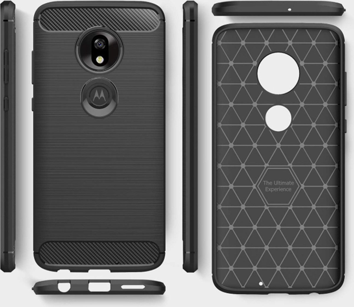 Carbon Case Flexibele Cover TPU Case voor Motorola Moto G7 Play zwart