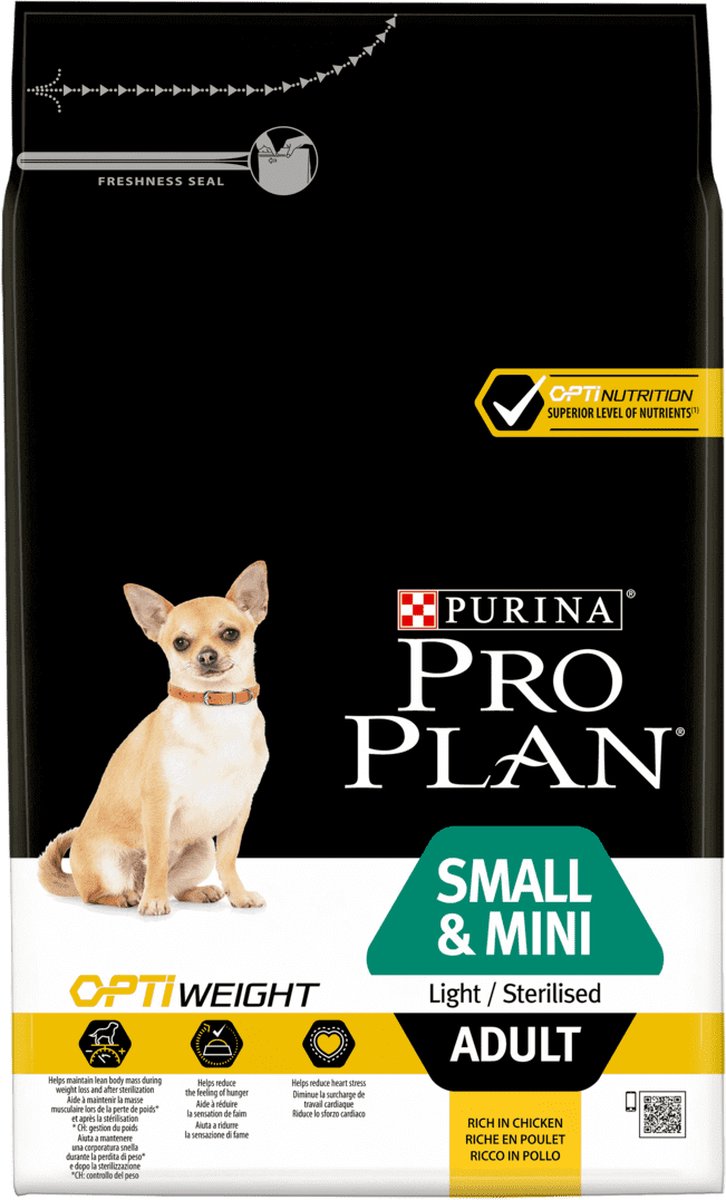 Pro Plan PRO PLAN® OPTIWEIGHT Small & Mini Adult Dog - Light / Sterilised - Rijk aan Kip - Voor kleine volwassen honden - 3 kg