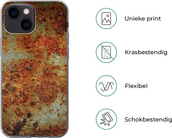 Coque iPhone 13 mini - Fer - Vintage - Rouille - Siliconen