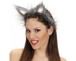 Wolven oren diadeem - grijs - volwassenen - wolf haarband - halloween verkleedaccessoires - Verkleeddiadeem