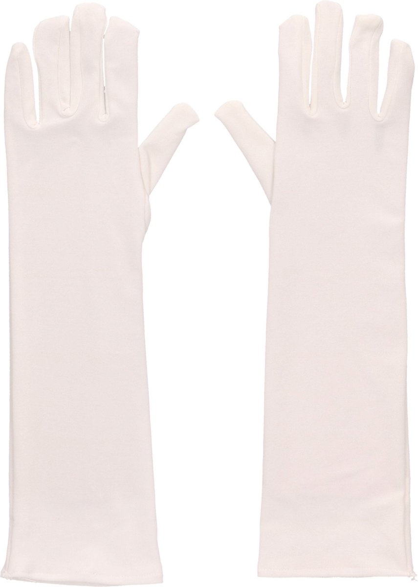 Witte lange handschoenen L