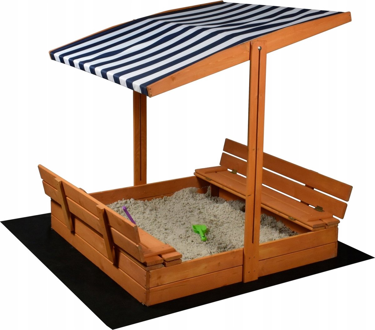 Zandbak met dak - speelgoed - en grondzeil - 120x120x120 cm