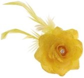 Gele deco bloem met speld/elastiekje - Haardecoratie - Haarbloemen