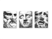 Schilderij  Set 3 Griekse personages emoties angst / sterkte / droevig - emoties / Kunst / 40x30cm