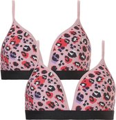 Ten Cate Meisjes Cotton Stretch 2-Pack BH Leopard Pink AA75