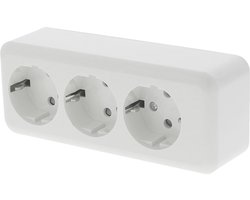 Q-LINK - Wandcontactdoos - Opbouw - 3-voudig Stopcontact - Randaarde - Kinderbeveiliging - Polarwit