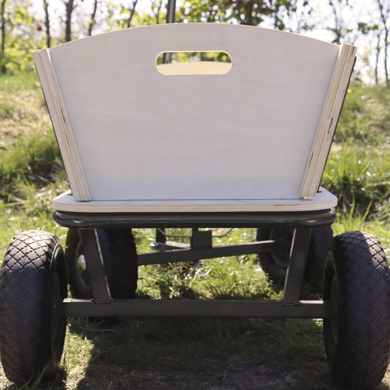 Sunny Billy Beach Wagon Bolderkar Antraciet - Blank hout - Bolderwagen met luchtbanden - 94x61x97cm
