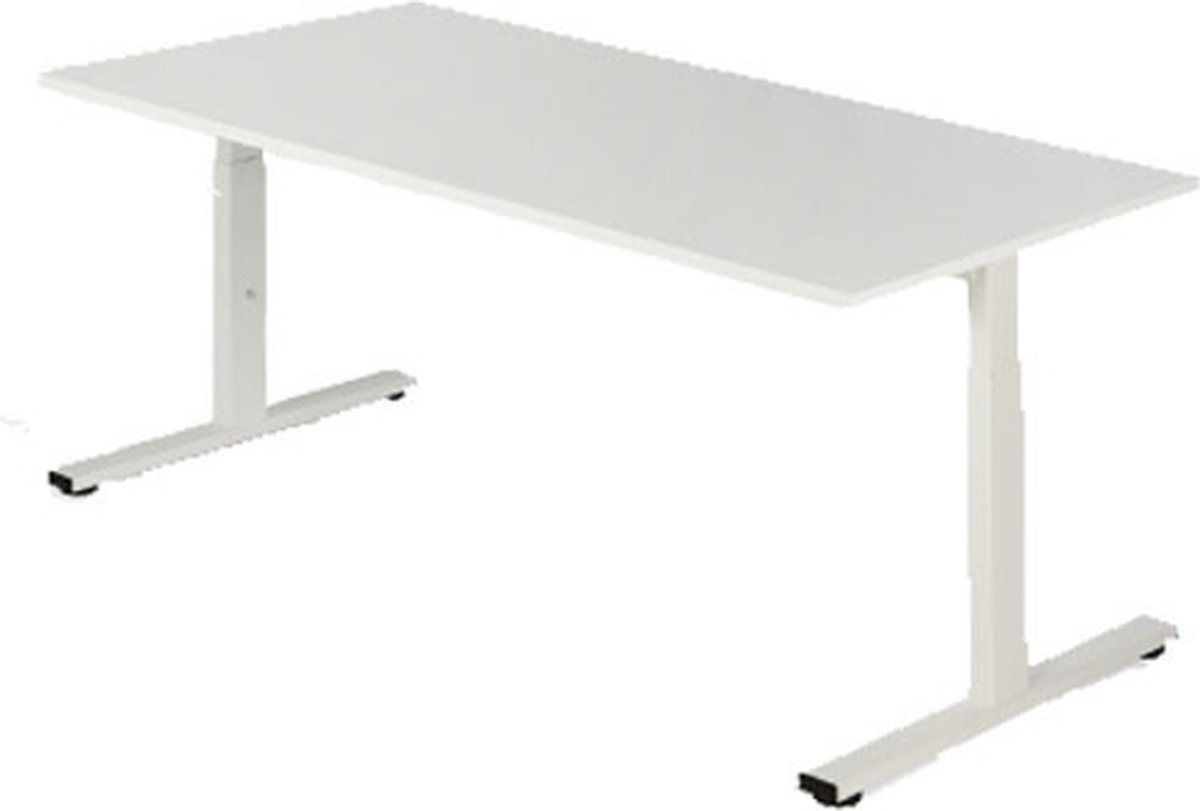 Presto R - Zit bureau - Handmatig - 65-89 cm - 200x80 - Wit - Wit frame