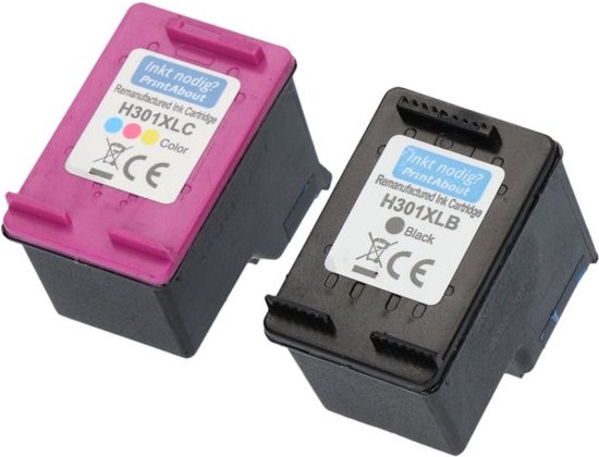 PrintAbout - Inktcartridge / Alternatief voor de HP 301XL / Zwart + 3