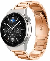 Strap-it Stalen schakel bandje - geschikt voor Huawei Watch GT / GT 2 / GT 3 / GT 3 Pro / GT 4 46mm / GT 2 Pro / GT Runner / Watch 3 (Pro) / Watch 4 (Pro) / Watch Ultimate - rosé goud