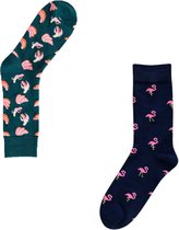 Binkie Socks Box | 2 Paar Sokken Heren | Flamingo Sokken en Banaan Sokken | Sokken Maat 43-46