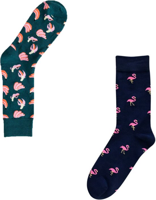 Boîte à chaussettes Binkie | 2 paires de Chaussettes hommes | Chaussettes Flamingo et Chaussettes Banane | Chaussettes Taille 43-46