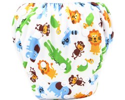 IL BAMBINI - Zwemluier - wasbaar - licht en compact - handig voor op reis - goede pasvorm - 0-3 jaar - olifant, leeuw, aap en krokodil