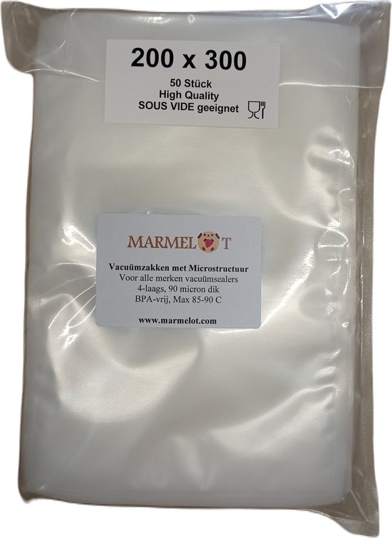 Marmelot Sacs de mise sous vide 20x30 cm 50 pièces avec microstructure pour toutes les marques