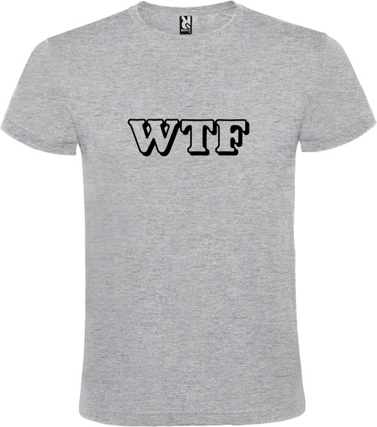 Grijs T-shirt ‘WTF’ Zwart maat 4XL