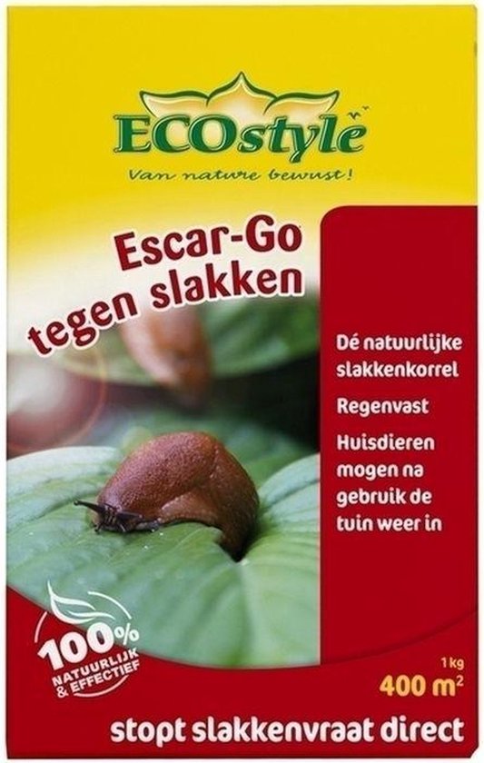 ECOstyle Escar-Go Bestrijdingsmiddel tegen Slakken - Regenvaste Slakkenkorrels - Stopt Slakkenvraat Direct - 400 M² - 1 KG - ECOstyle