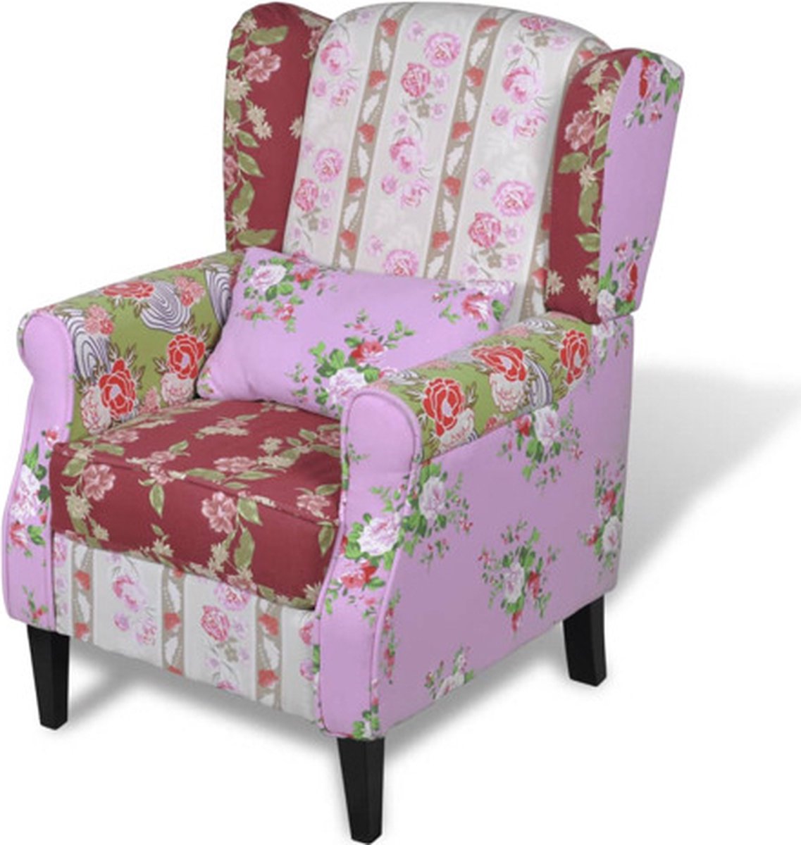 vidaXL Fauteuil - met - patchwork - ontwerp - stof Meerkleurig