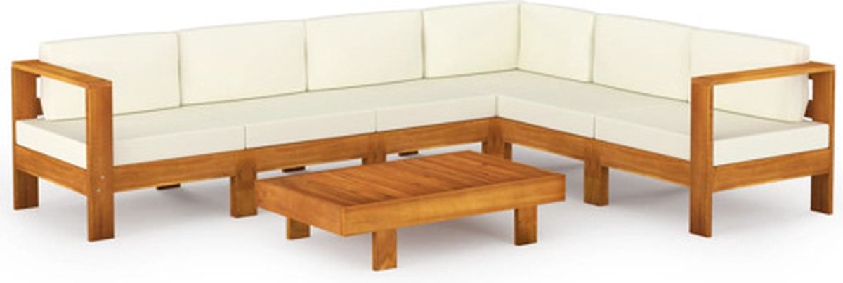Bol.com vidaXL - 7-delige - tuinloungeset - met - kussens - 100x60 - cm - acaciahout aanbieding